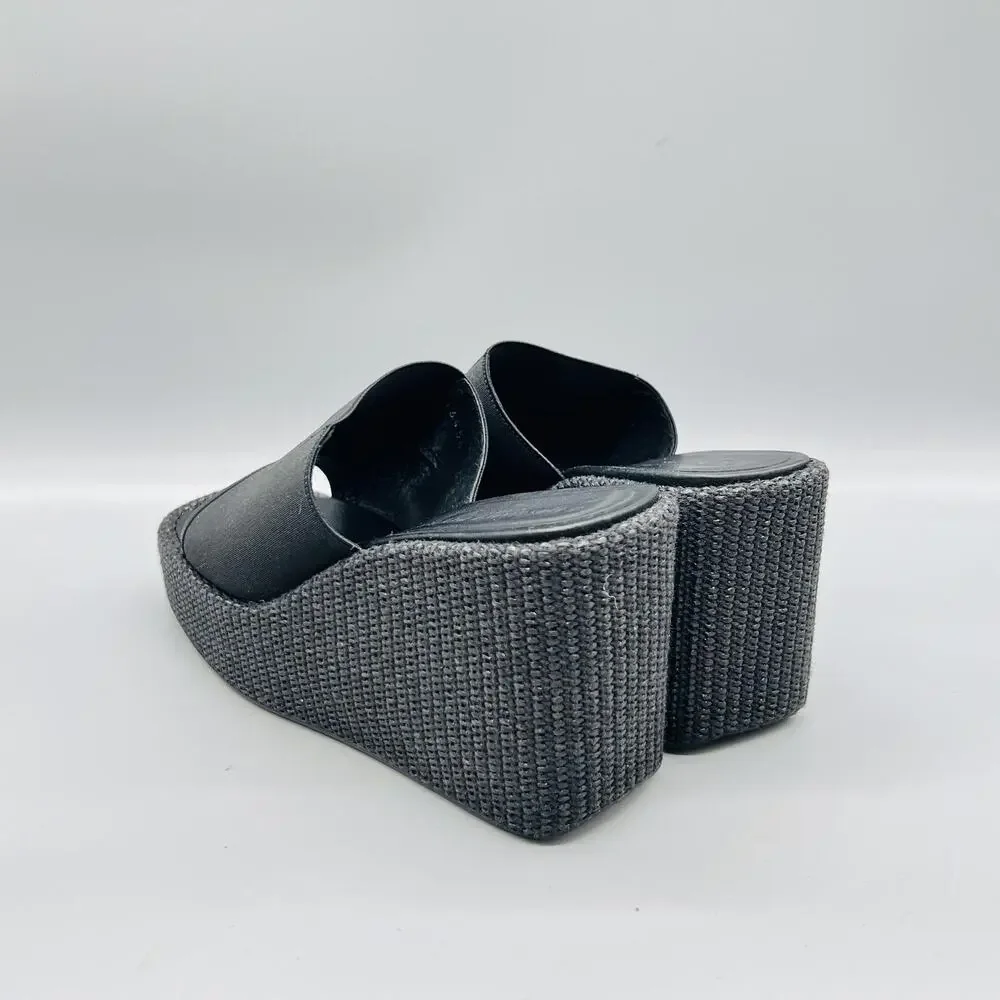 Donald J Pliner Sandals Womens 8 Black Slide Platform Wedge Shoes